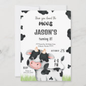 Invitation à l'anniversaire de la vache-garçon mod (Devant)