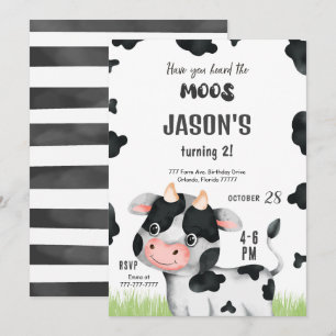 Invitation à l'anniversaire de la vache-garçon mod