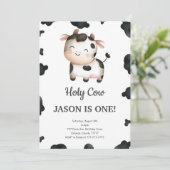 Invitation à l'anniversaire de la vache-garçon mod (Debout devant)