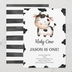 Invitation à l'anniversaire de la vache-garçon mod