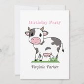 Invitation à l'anniversaire de la Vache mignonne (Devant)