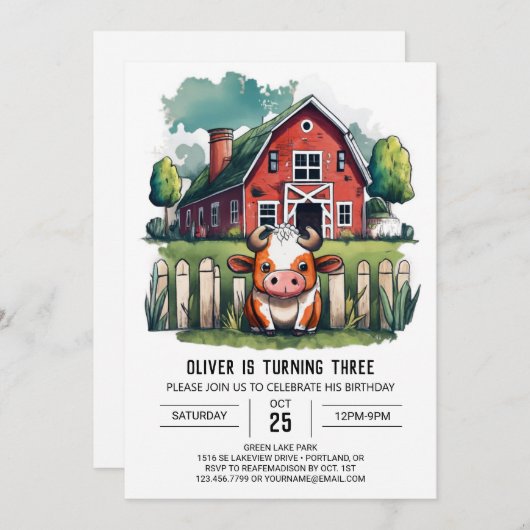 Invitation à l'anniversaire de la vache sainte (Devant / Derrière)