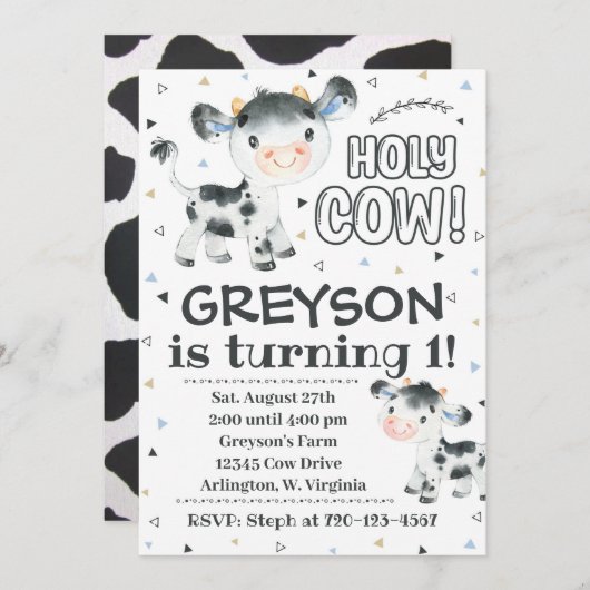 Invitation à l'anniversaire de la vache Sainte Inv (Devant / Derrière)