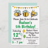 Invitation à l'anniversaire de l'abeille (Devant / Derrière)