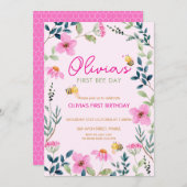 Invitation à l'anniversaire de l'abeille florale m (Devant / Derrière)