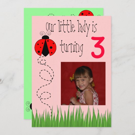 Invitation à l'anniversaire de Ladybug (Devant / Derrière)