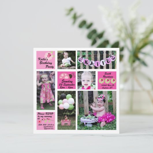 Invitation à l'anniversaire de Ladybug (Debout devant)