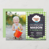 Invitation à l'anniversaire de l'agneau vert avec  (Devant / Derrière)