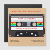 Invitation à l'anniversaire de l'aimant à cassette (Devant / Derrière)