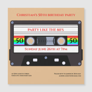 Invitation à l'anniversaire de l'aimant à cassette