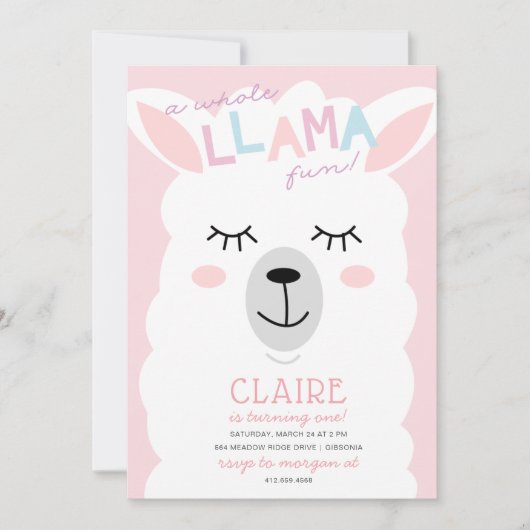 Invitation à l'anniversaire de l'Alpace Llama (Devant)