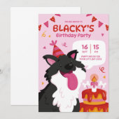 Invitation à l'anniversaire de l'animal de chien t (Devant / Derrière)