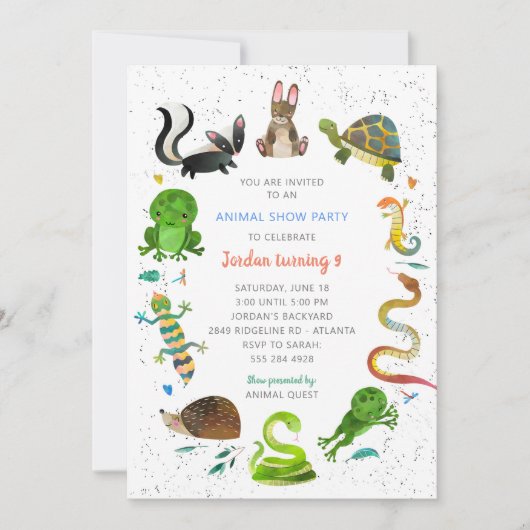 Invitation à l'anniversaire de l'animal mignon - S (Devant)