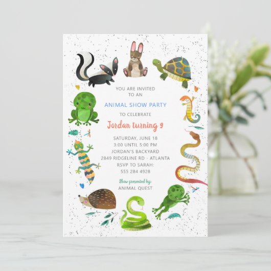 Invitation à l'anniversaire de l'animal mignon - S (Debout devant)