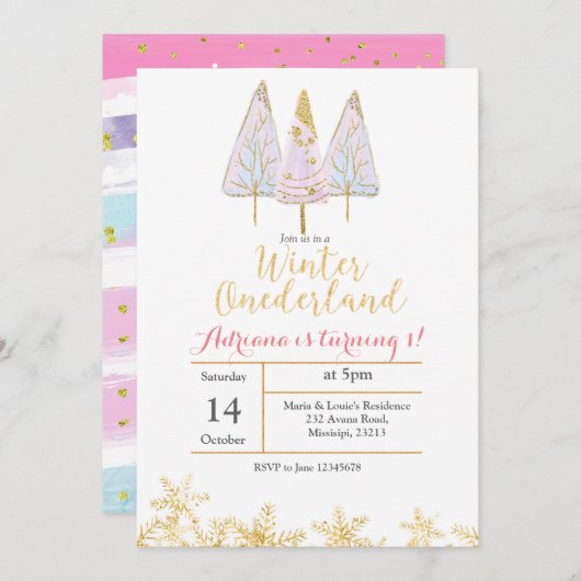 Invitation à l'anniversaire de l'arbre d'hiver One (Devant / Derrière)