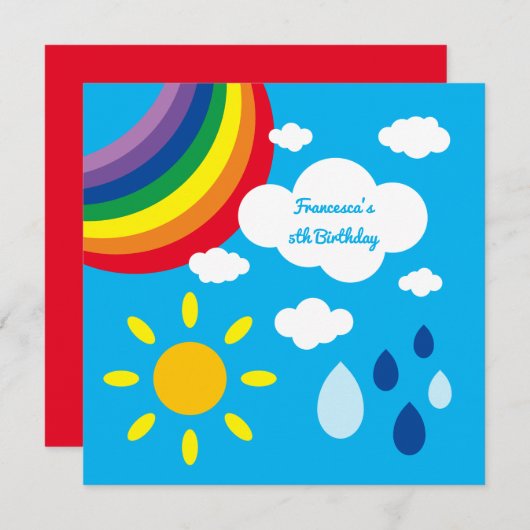 Invitation à l'anniversaire de l'arc-en-ciel perso (Devant / Derrière)