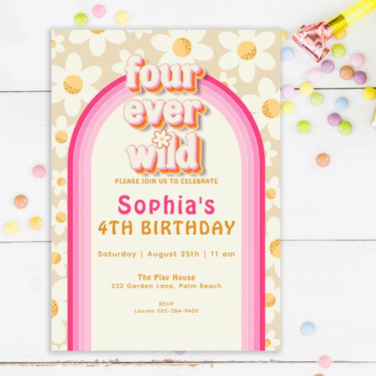 Invitation à l'anniversaire de l'arc-en-ciel quatr