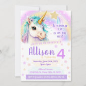 Invitation à l'anniversaire de l'arc-en-ciel rose (Devant)