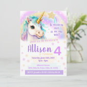 Invitation à l'anniversaire de l'arc-en-ciel rose (Debout devant)