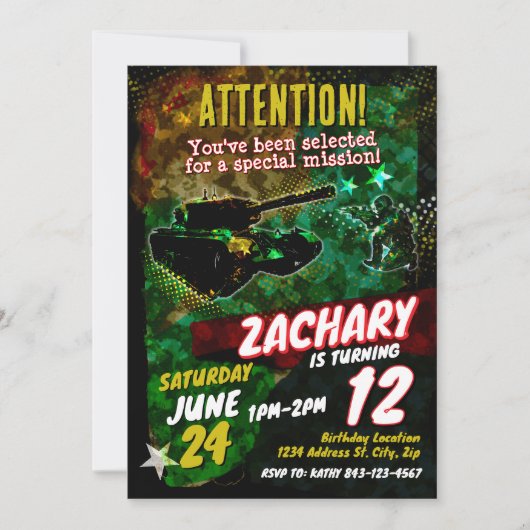 Invitation à l'anniversaire de l'armée (Devant)