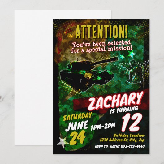 Invitation à l'anniversaire de l'armée (Devant / Derrière)