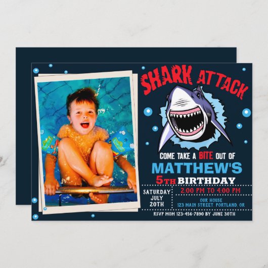 Invitation à l'anniversaire de l'attaque de requin (Devant / Derrière)