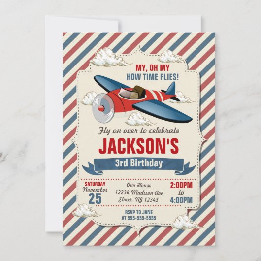 Invitation à l'anniversaire de l'avion / Fête des  (Devant)