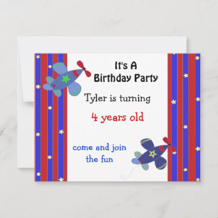 Invitation à l'anniversaire de l'avion mignon