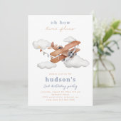 Invitation à l'anniversaire de l'avion vintage | A (Debout devant)