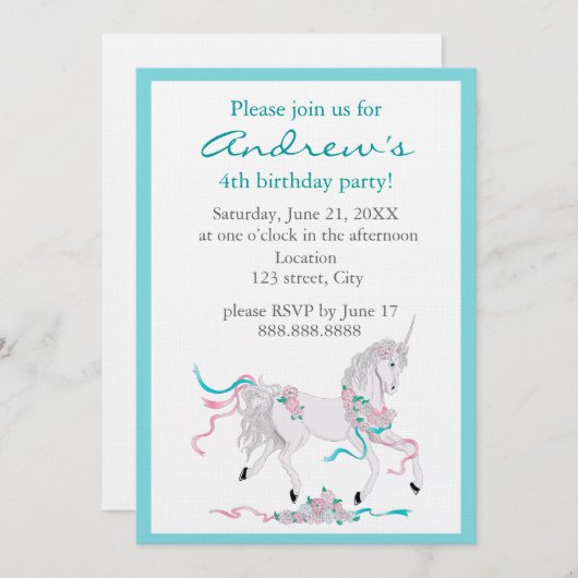 Invitation à l'anniversaire de l'enfant (Devant / Derrière)