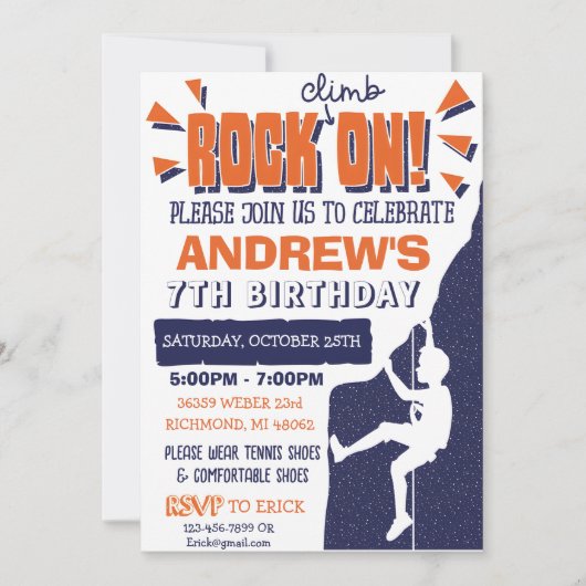 Invitation à l'anniversaire de l'Escalade Rock per (Devant)