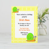 Invitation à l'anniversaire de l'escargot pour enf (Debout devant)