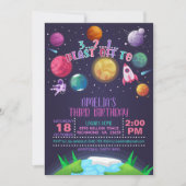 Invitation à l'anniversaire de l'espace - Fille -  (Devant)