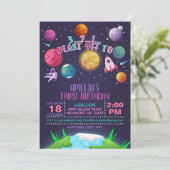 Invitation à l'anniversaire de l'espace - Fille -  (Debout devant)