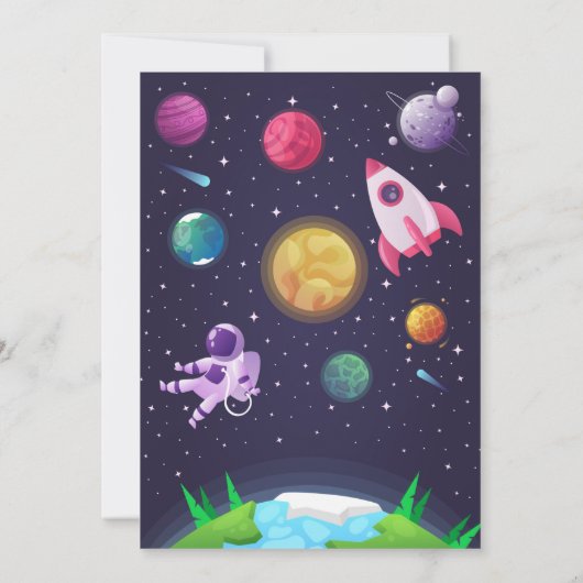 Invitation à l'anniversaire de l'espace - Fille -  (Dos)