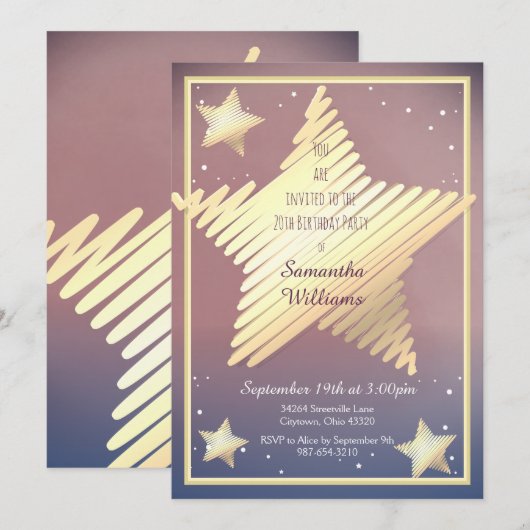 Invitation à l'anniversaire de l'étoile (Devant / Derrière)