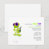 Invitation à l'anniversaire de Lime Green Gecko (Devant / Derrière)