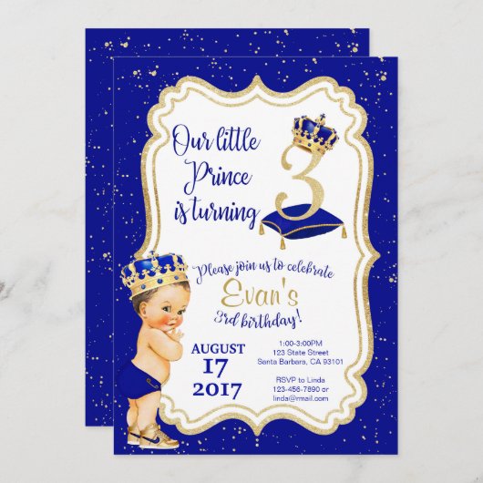 Invitation à l'anniversaire de Little Prince - 3e (Devant / Derrière)