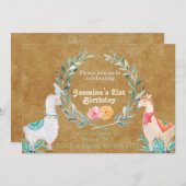 Invitation à l'anniversaire de Llama (Devant / Derrière)