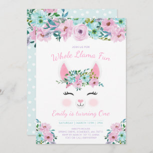 Invitation à l'anniversaire de Llama Fun Party