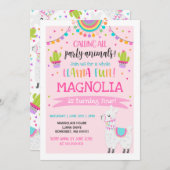 Invitation à l'anniversaire de Llama Fun Party (Devant / Derrière)