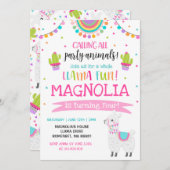 Invitation à l'anniversaire de Llama Fun Party (Devant / Derrière)