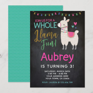 Invitation à l'anniversaire de Llama - tableau de
