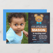 Invitation à l'anniversaire de l'ours bleu avec ph (Devant / Derrière)