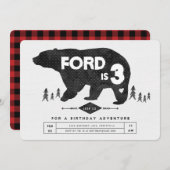 Invitation à l'anniversaire de l'ours Boho (Devant / Derrière)