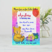 Invitation à l'anniversaire de l'Ours de Teddy (Debout devant)