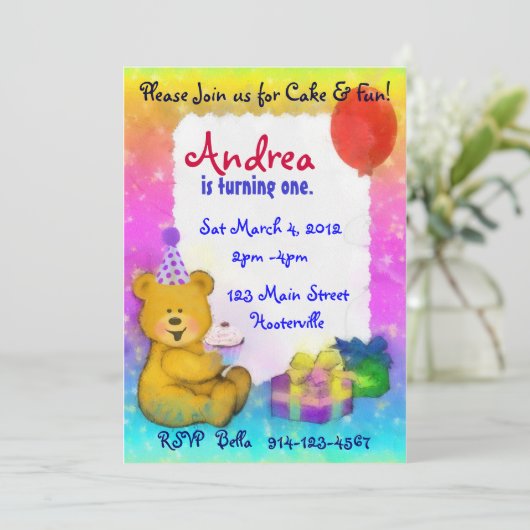 Invitation à l'anniversaire de l'Ours de Teddy (Debout devant)