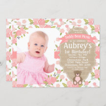 Invitation à l'anniversaire de l'ours en peluche -
