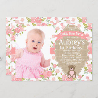 Invitation à l'anniversaire de l'ours en peluche -