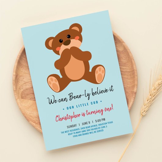 Invitation à l'anniversaire de l'ours en peluche